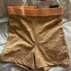 Orange Nike Pro Tight Dri Fit 3” Shorts S NWT